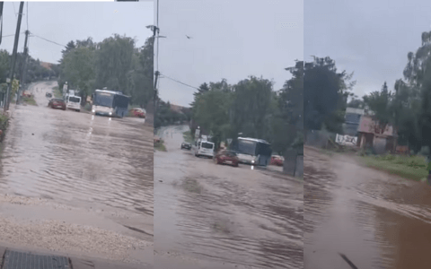 VIDEO: Ranní bouře zaplavily Podhájskou: Auta měla problémy na silnicích