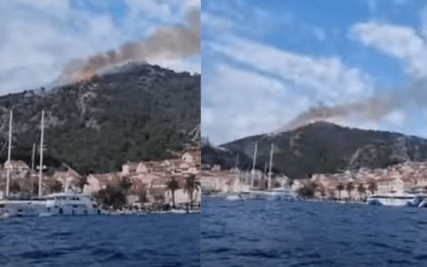 Na ostrově Hvar vypukl rozsáhlý požár: Les hoří a obyvatelé se snaží chránit své domovy