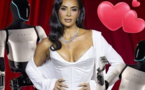 Kim Kardashian a její nový „přítel“ robot Tesla Optimus 🤖✨