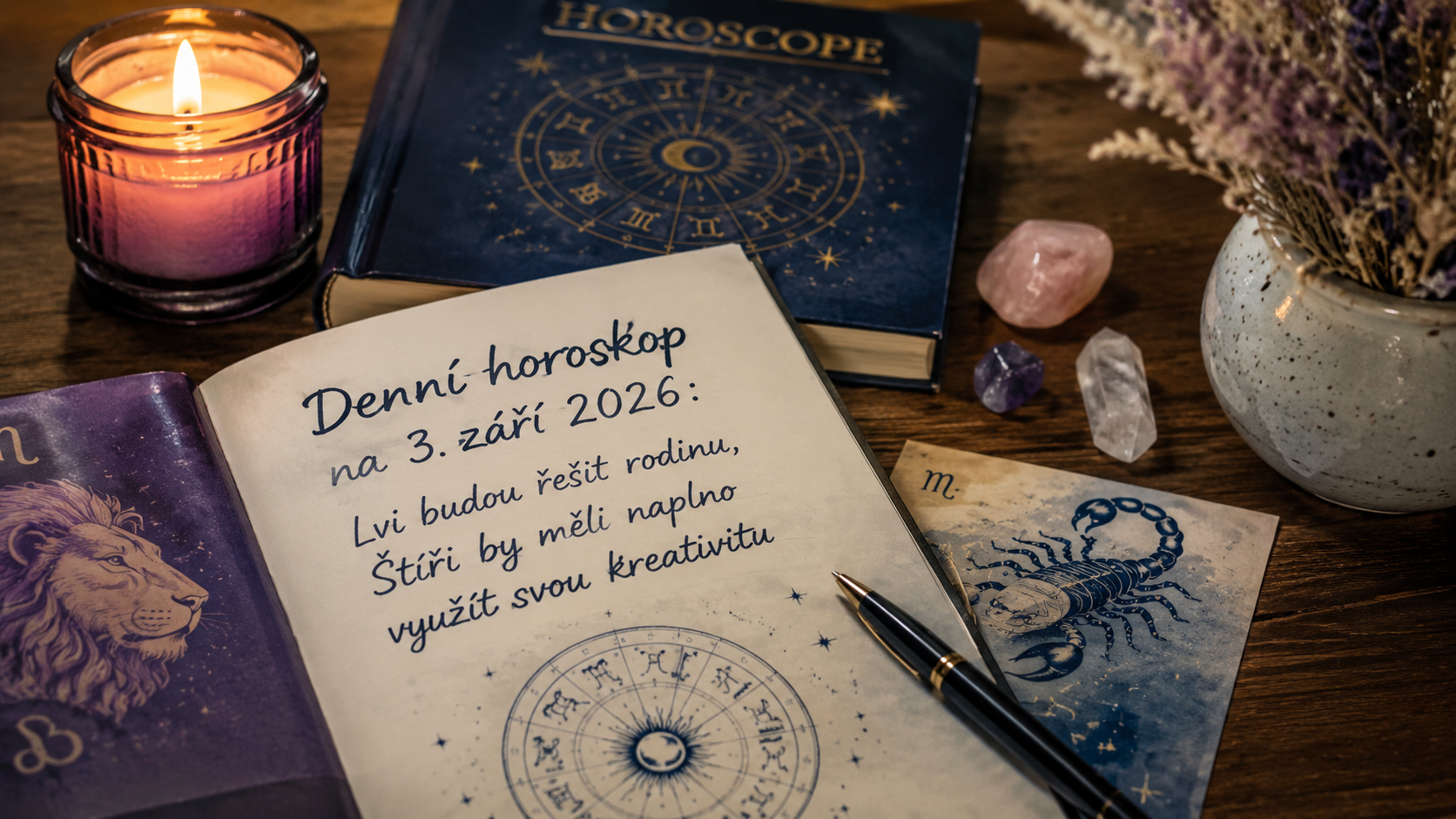 Denní horoskop na 3. září 2026: Lvi budou řešit rodinu, Štíři by měli naplno využít svou kreativitu