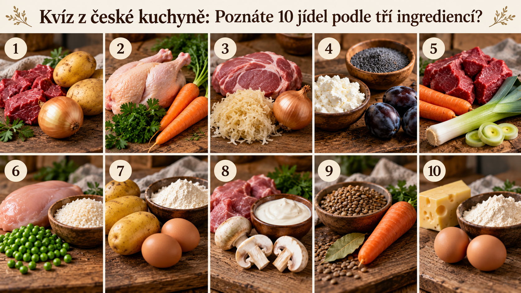 Kvíz z české kuchyně: Poznáte 10 jídel podle tří ingrediencí?